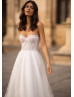 Strapless Beaded Ivory Lace Tulle Timeless Wedding Dress